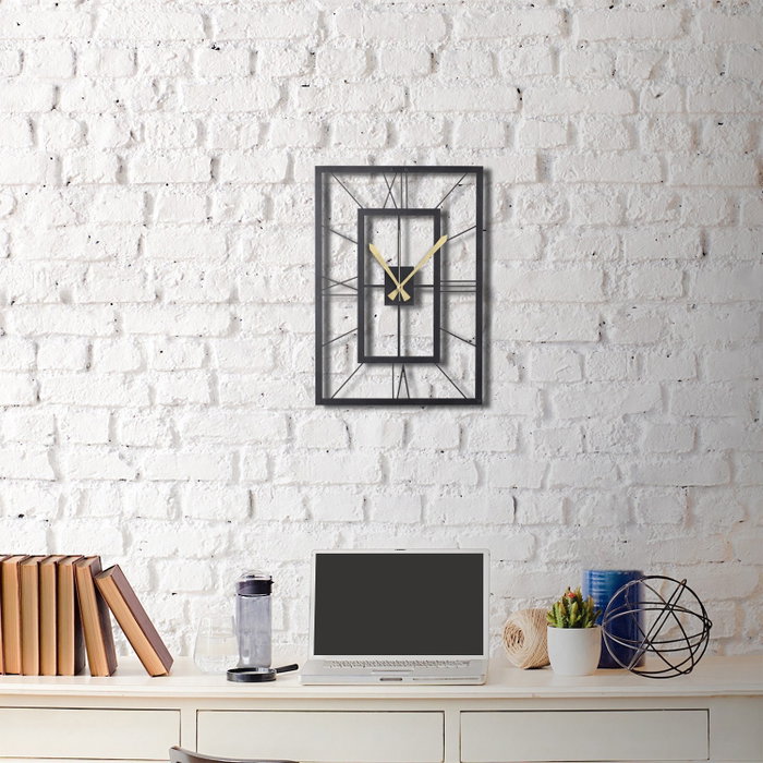 Wallity November Reloj de pared decorativo de metal Negro